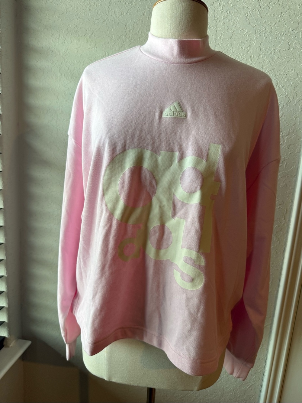 adidas Women's Light Pink Logo Mock Neck Sweatshirt
